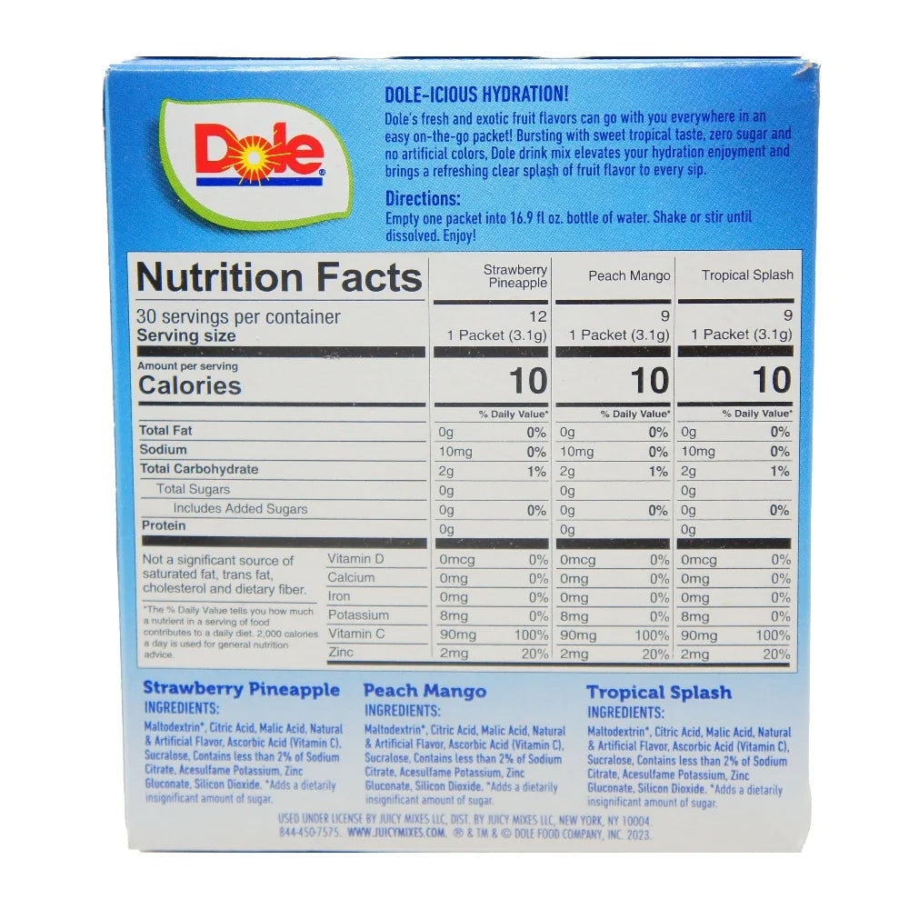 Dole 3 Pack Drink Mix Bundle - USA Singles To Go Drink Mix