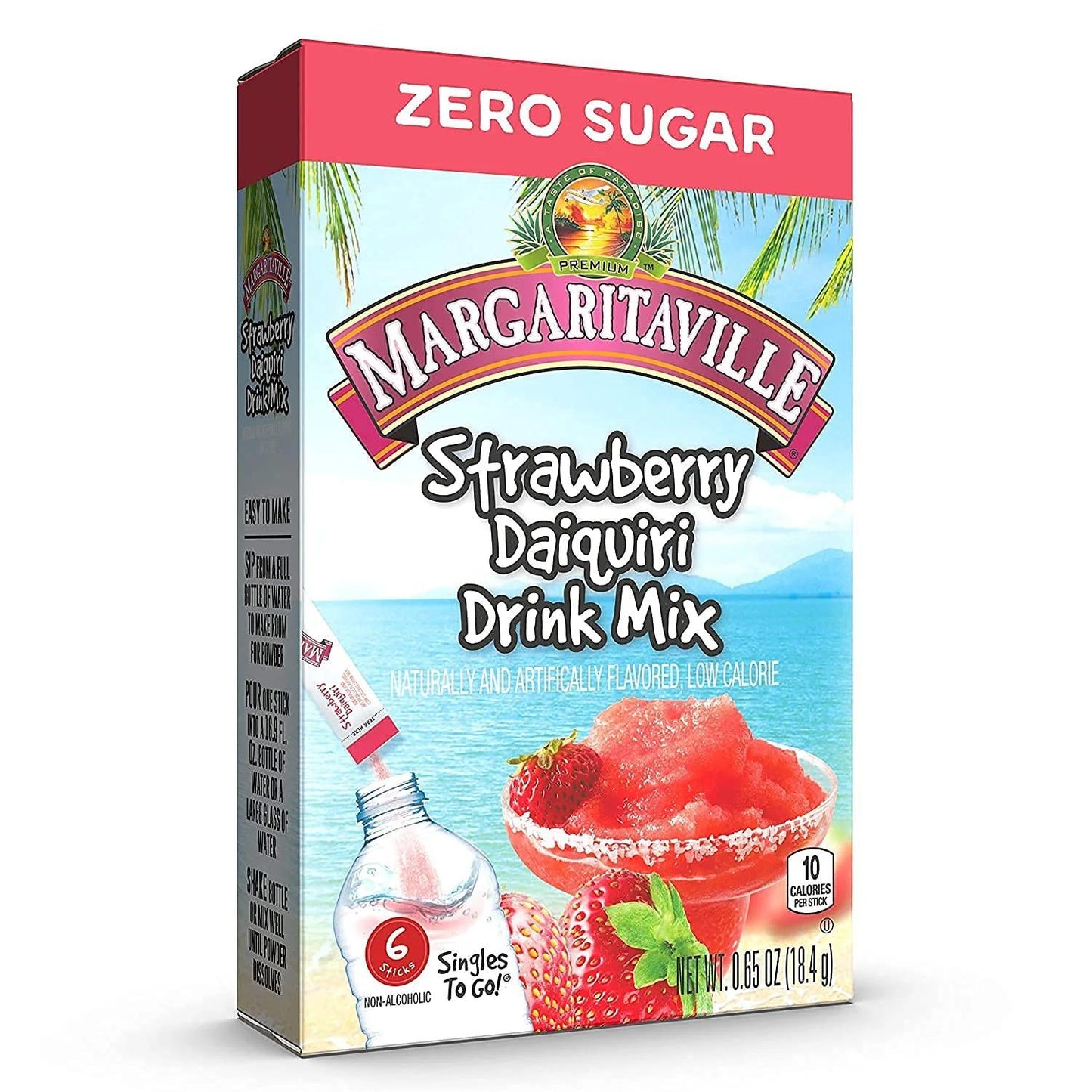 Margaritaville Strawberry Daiquiri Singles To Go 6 Pack | USA Drink Mix Sachets