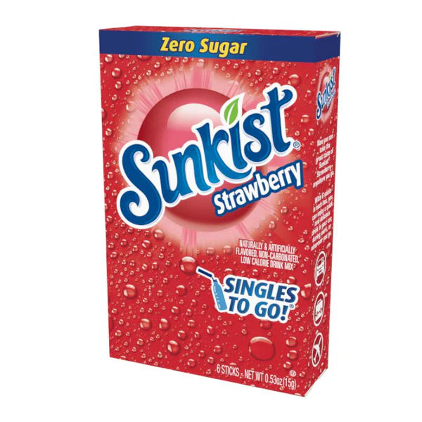 Sunkist Strawberry Singles To Go 6 Pack | USA Drink Mix Sachets